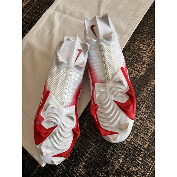 Nike Vapor Football Cleats Men’s 10.5 White Red AO8277 Speed Molded Cleats - Picture 4 of 7